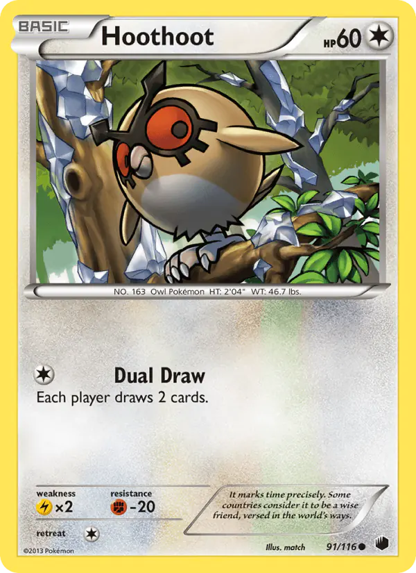 Carta Hoothoot 91/116 de Plasma Freeze