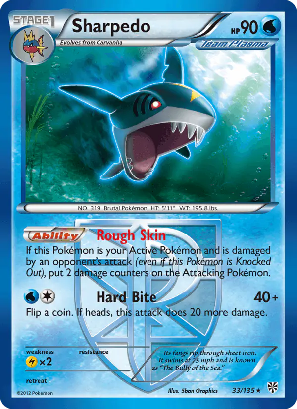 Carta Sharpedo 33/135 de Plasma Storm