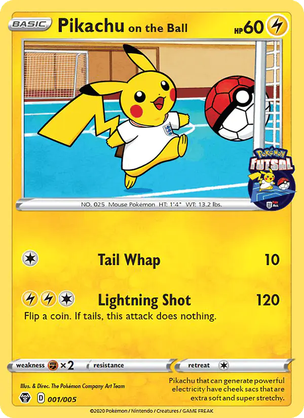 Carta Pikachu on the Ball 001/005 de Pokémon Futsal 2020
