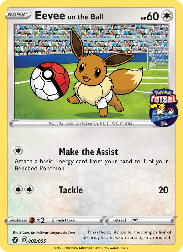 Carta Eevee on the Ball 002/005 de Pokémon Futsal 2020