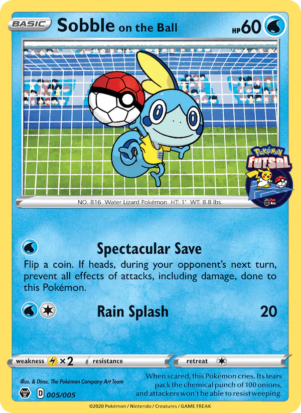 Carta Sobble on the Ball 005/005 de Pokémon Futsal 2020