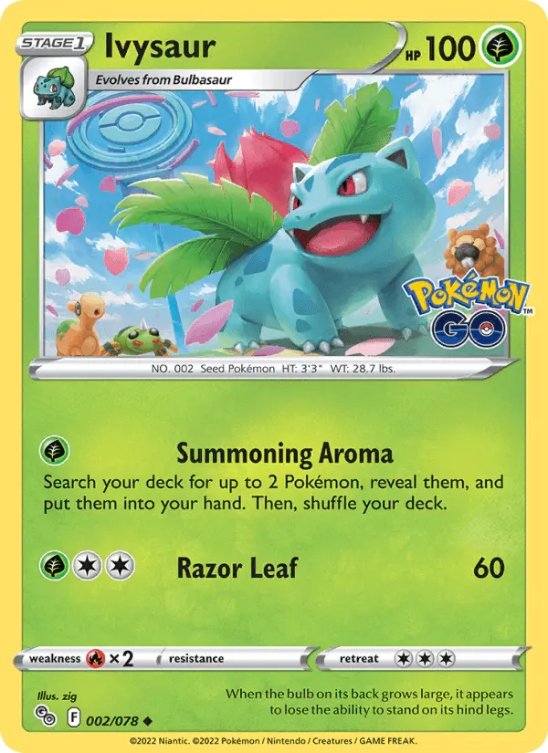 Carta Ivysaur 002/078 de Pokémon GO