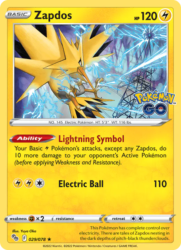 Carta Zapdos 029/078 de Pokémon GO