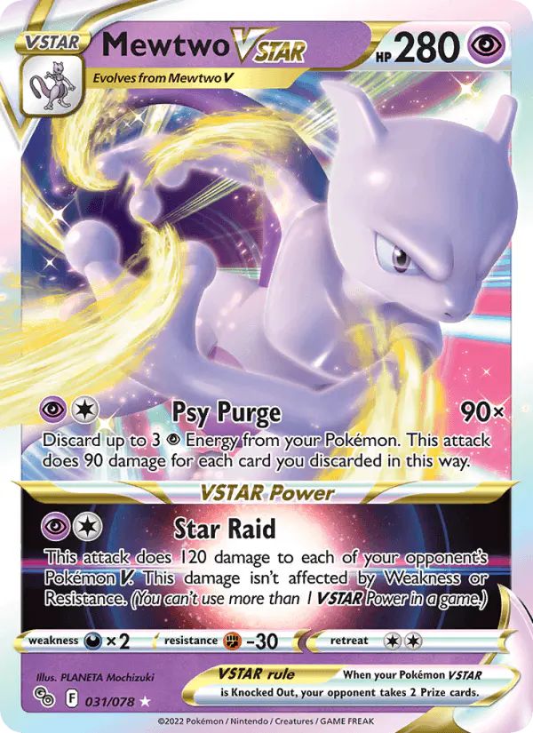 Carta Mewtwo VSTAR 031/078 de Pokémon GO
