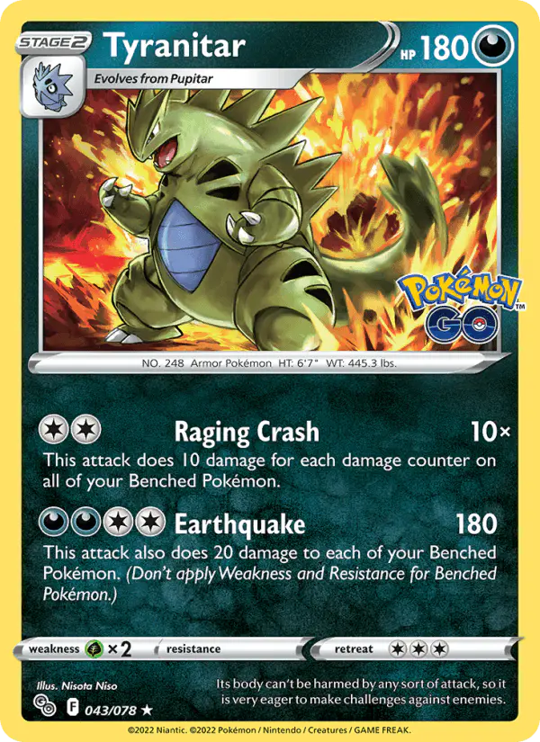 Carta Tyranitar 043/078 de Pokémon GO