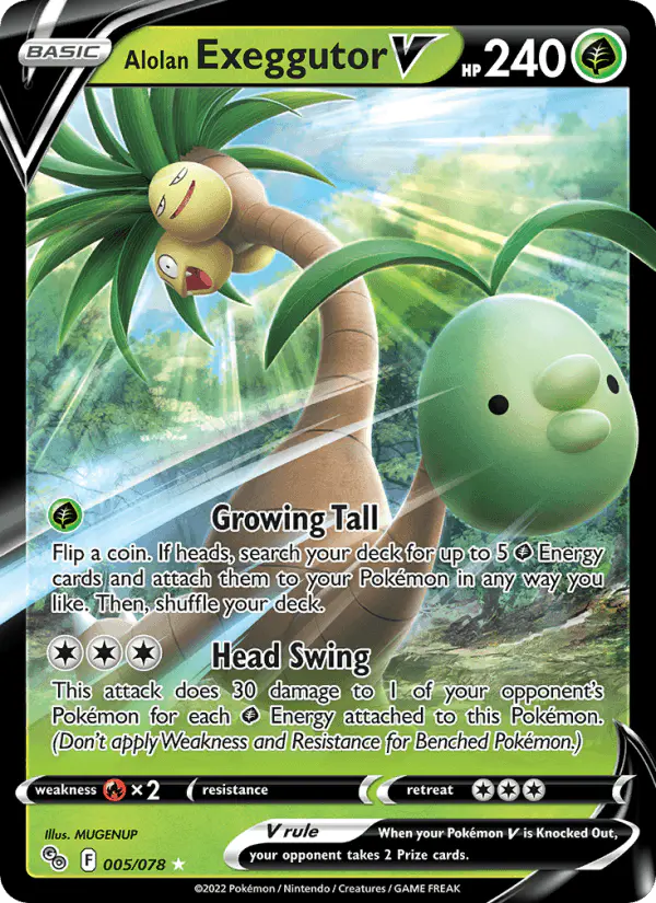 Carta Alolan Exeggutor V 005/078 de Pokémon GO