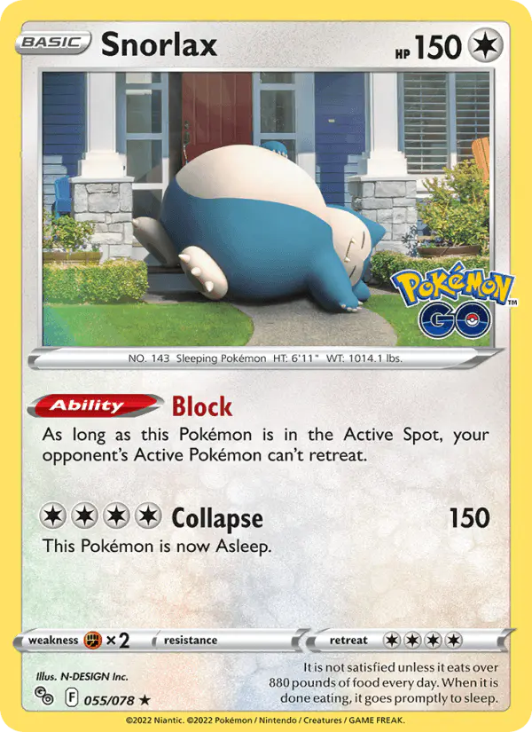 Carta Snorlax 055/078 de Pokémon GO