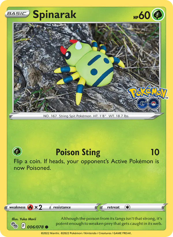 Carta Spinarak 006/078 de Pokémon GO