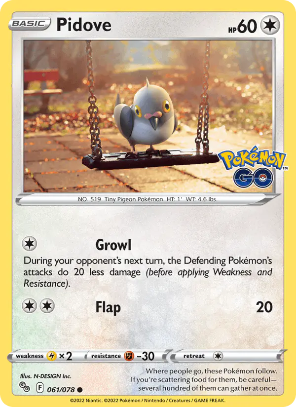 Carta Pidove 061/078 de Pokémon GO