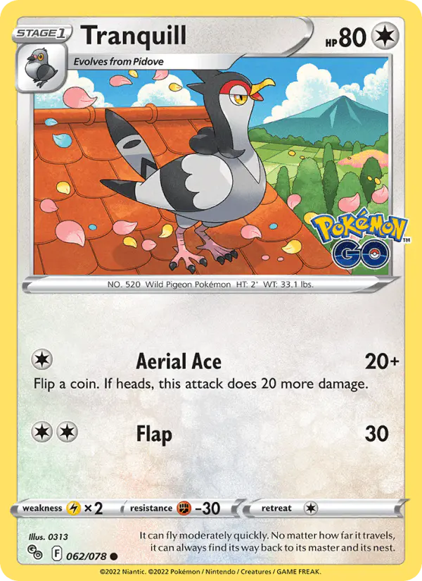 Carta Tranquill 062/078 de Pokémon GO