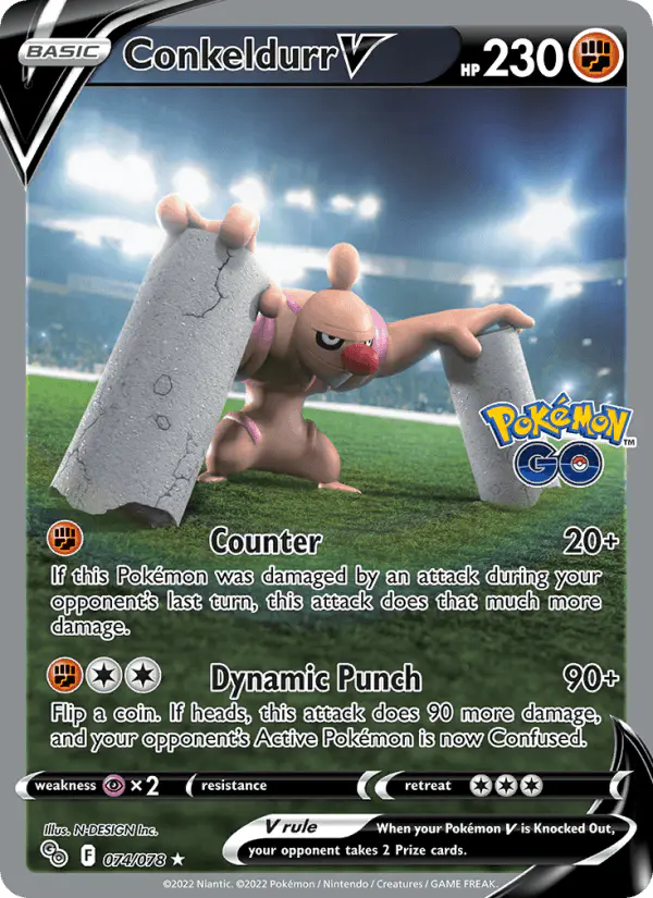 Carta Conkeldurr V 074/078 de Pokémon GO