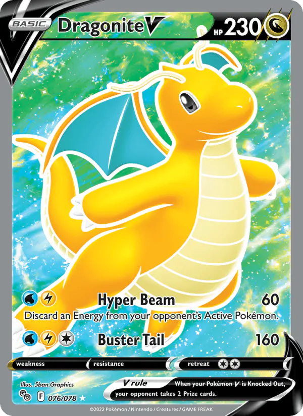Carta Dragonite V 076/078 de Pokémon GO