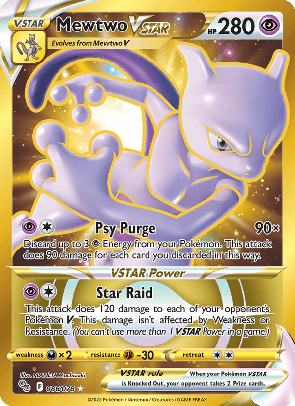Carta Mewtwo VSTAR 086/078 de Pokémon GO