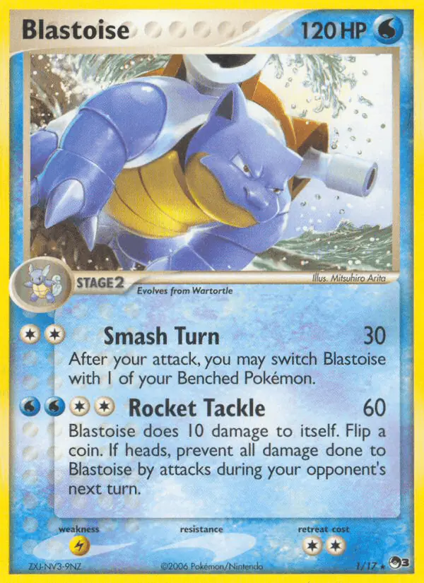 Carta Blastoise 1/17 de POP Series 3