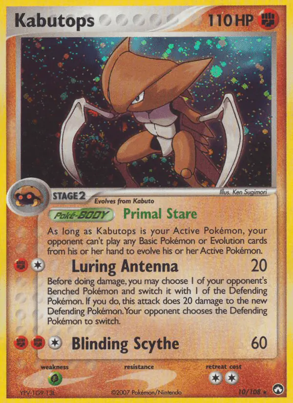 Carta Kabutops 10/108 de Power Keepers