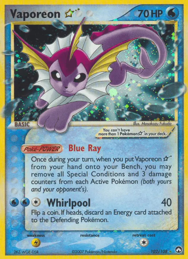 Carta Vaporeon ☆ 102/108 de Power Keepers