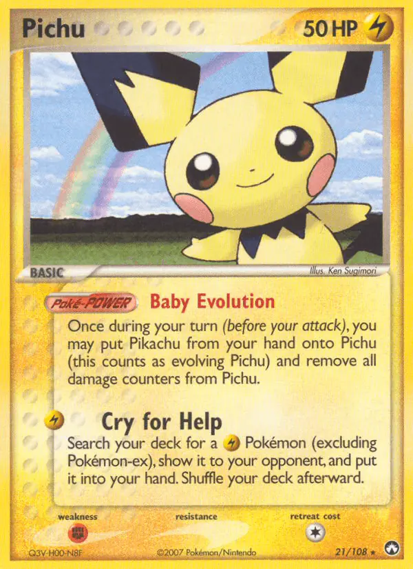 Carta Pichu 21/108 de Power Keepers
