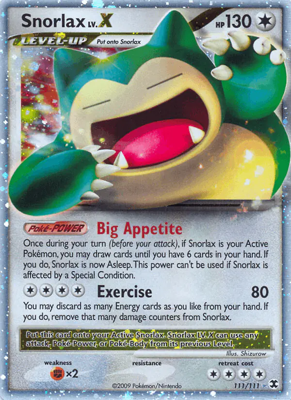 Carta Snorlax LV.X 111/111 de Rising Rivals