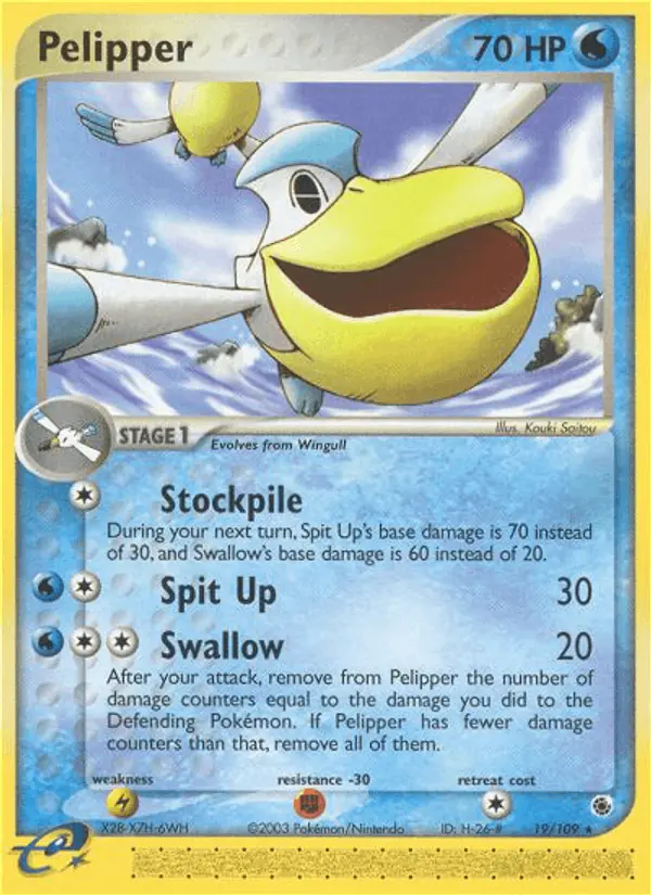 Carta Pelipper 19/109 de Ruby & Sapphire