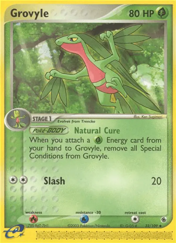 Carta Grovyle 32/109 de Ruby & Sapphire
