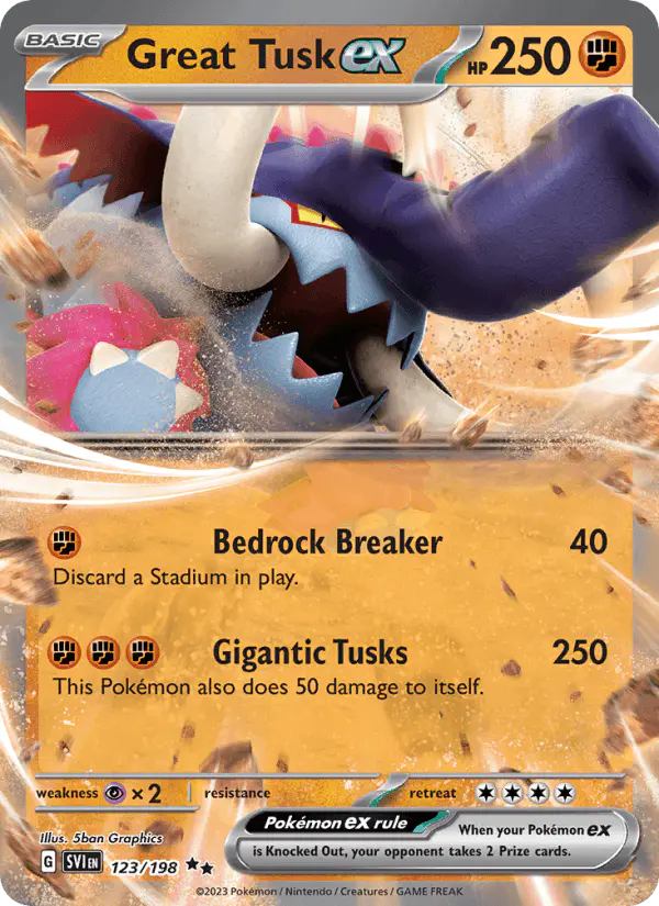 Carta Great Tusk ex 123/198 de Scarlet & Violet