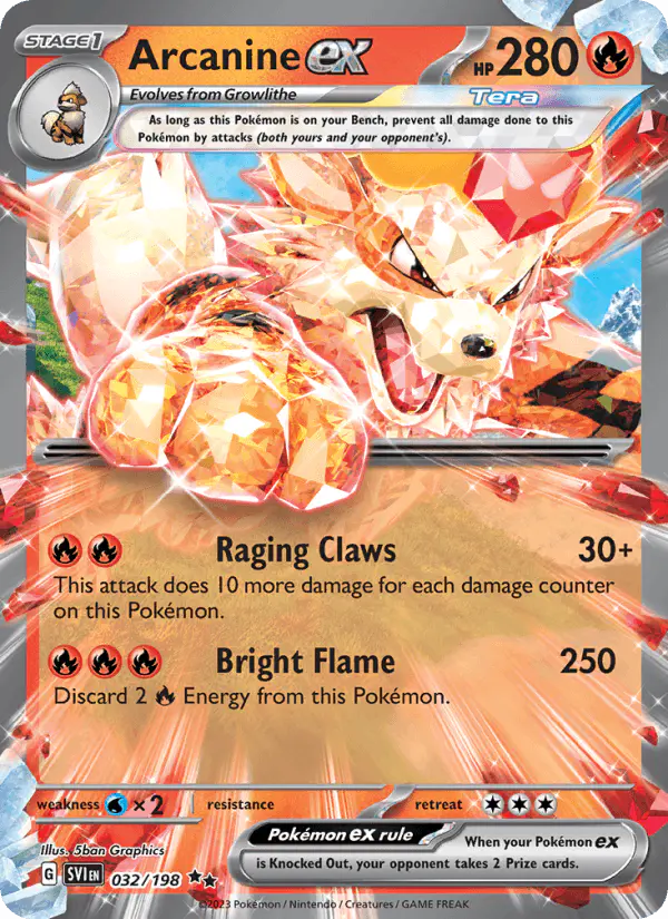 Carta Arcanine ex 032/198 de Scarlet & Violet