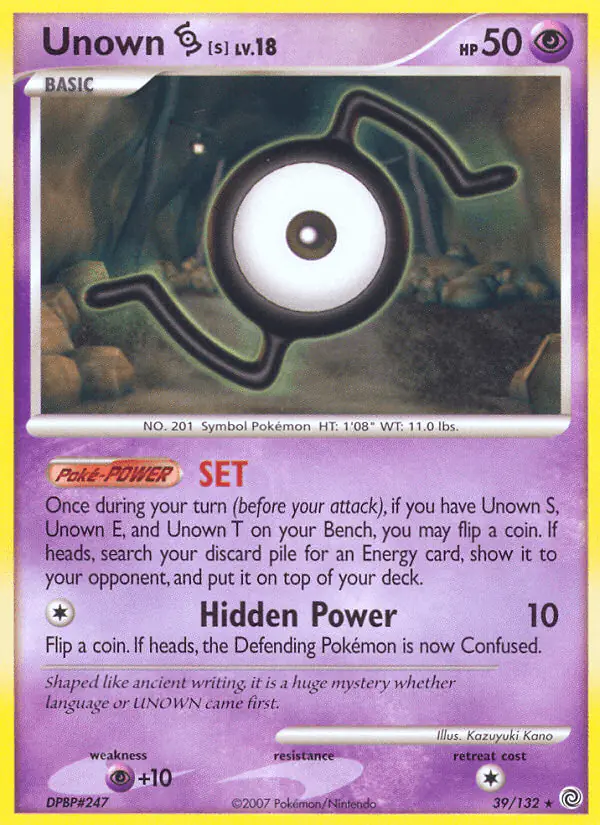 Carta Unown S 39/132 de Secret Wonders