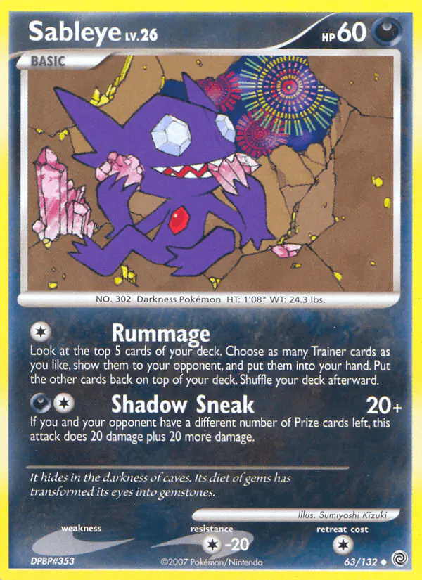 Carta Sableye 63/132 de Secret Wonders