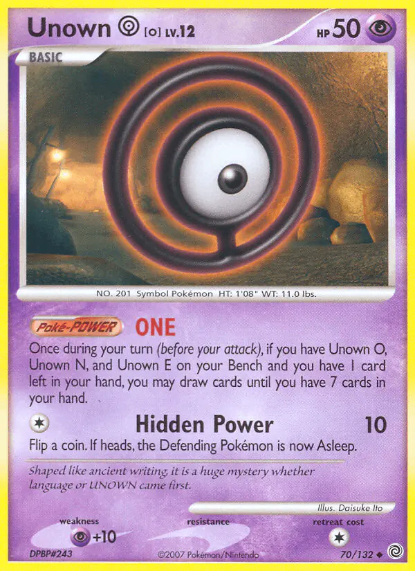 Carta Unown O 70/132 de Secret Wonders