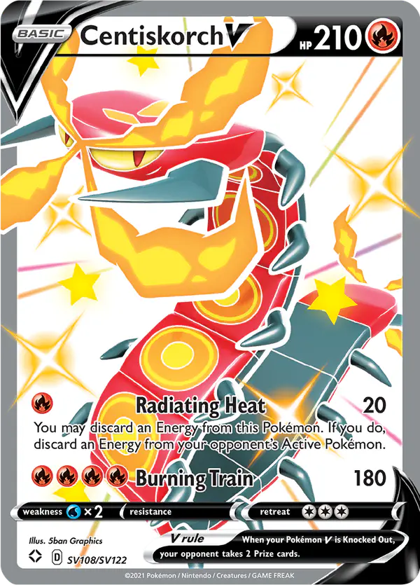Carta Centiskorch V SV108 de Shining Fates Shiny Vault