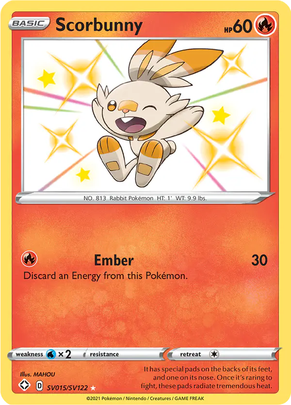 Carta Scorbunny SV015 de Shining Fates Shiny Vault