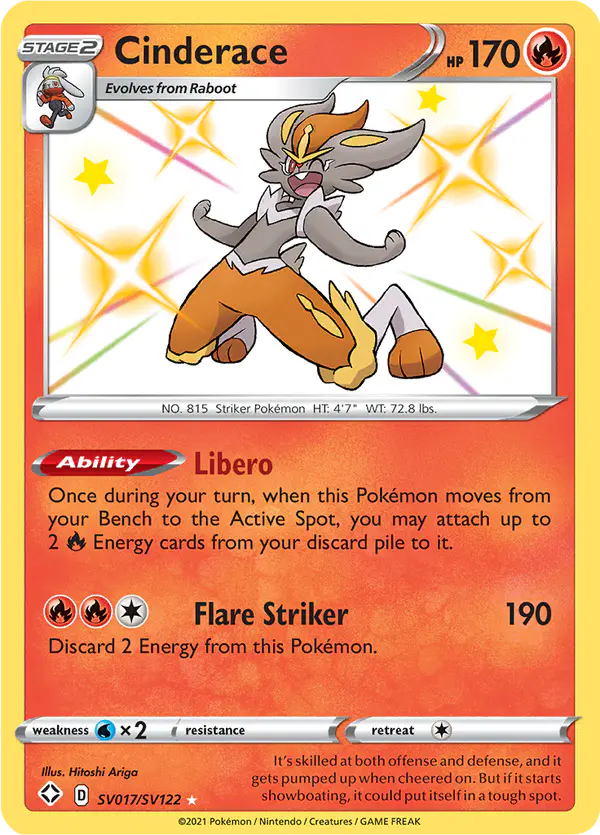 Carta Cinderace SV017 de Shining Fates Shiny Vault