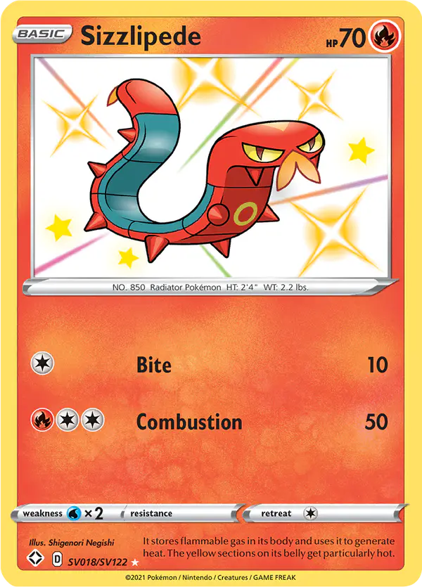 Carta Sizzlipede SV018 de Shining Fates Shiny Vault