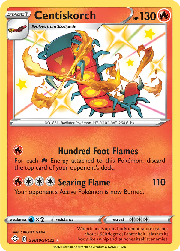 Carta Centiskorch SV019 de Shining Fates Shiny Vault