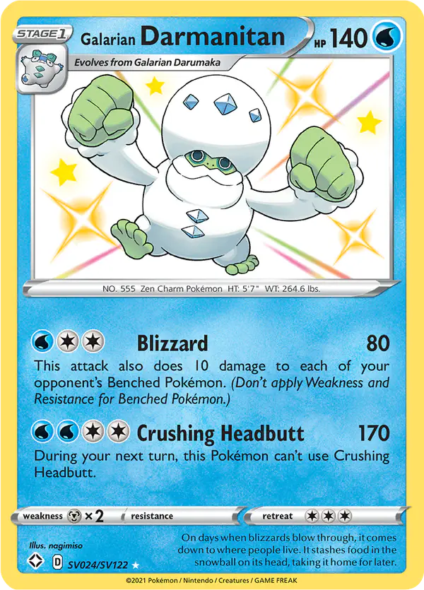 Carta Galarian Darmanitan SV024 de Shining Fates Shiny Vault