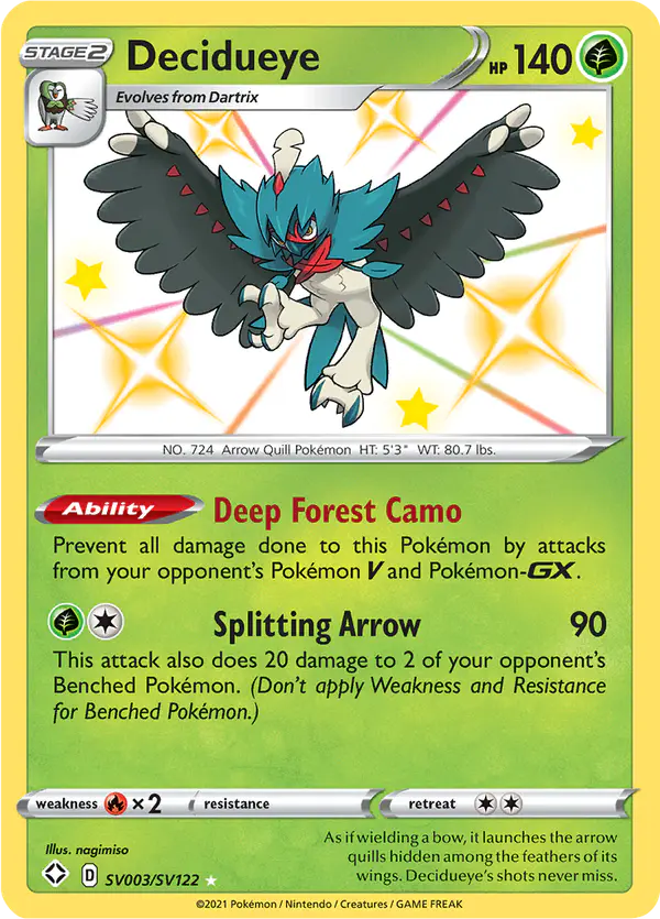 Carta Decidueye SV003 de Shining Fates Shiny Vault