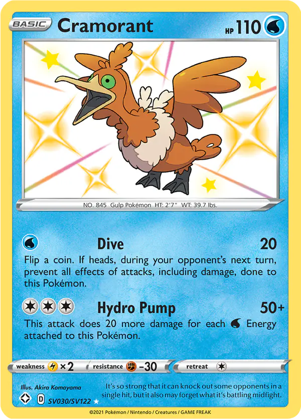 Carta Cramorant SV030 de Shining Fates Shiny Vault