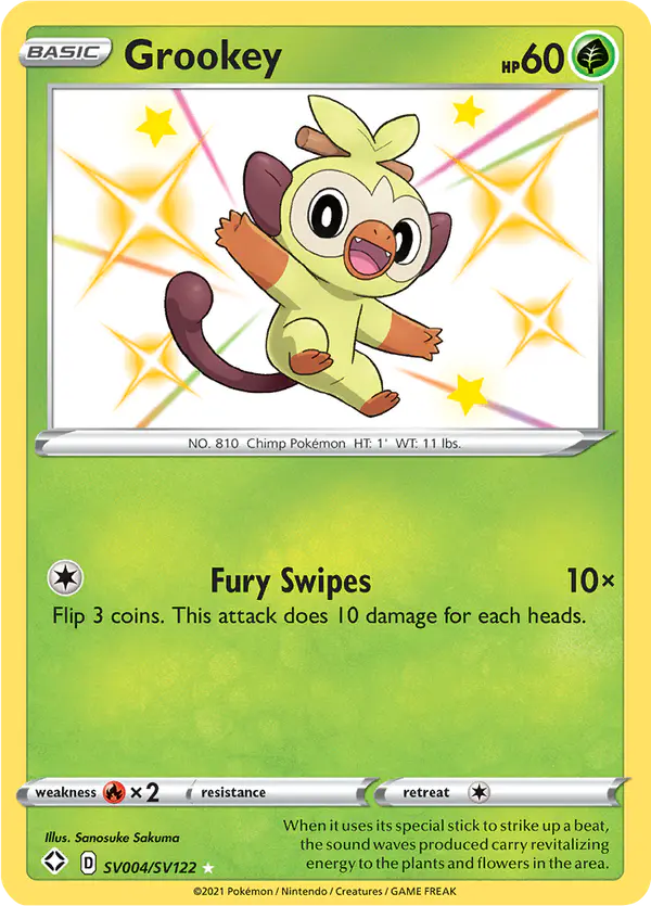 Carta Grookey SV004 de Shining Fates Shiny Vault