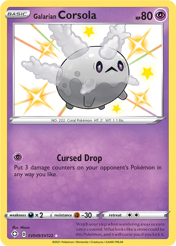 Carta Galarian Corsola SV049 de Shining Fates Shiny Vault