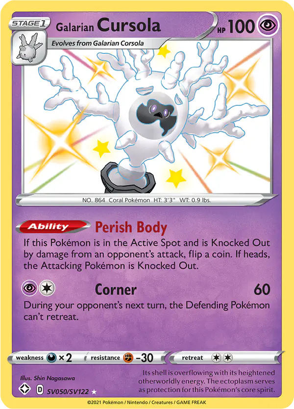 Carta Galarian Cursola SV050 de Shining Fates Shiny Vault