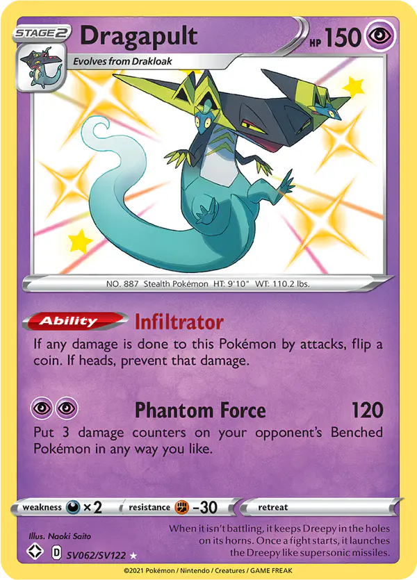 Carta Dragapult SV062 de Shining Fates Shiny Vault