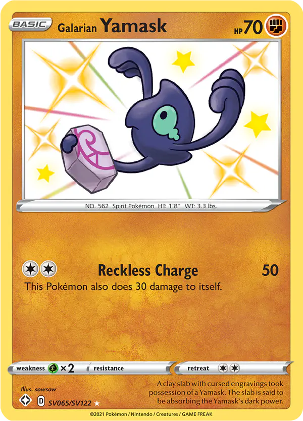 Carta Galarian Yamask SV065 de Shining Fates Shiny Vault