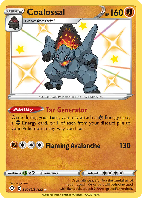 Carta Coalossal SV069 de Shining Fates Shiny Vault