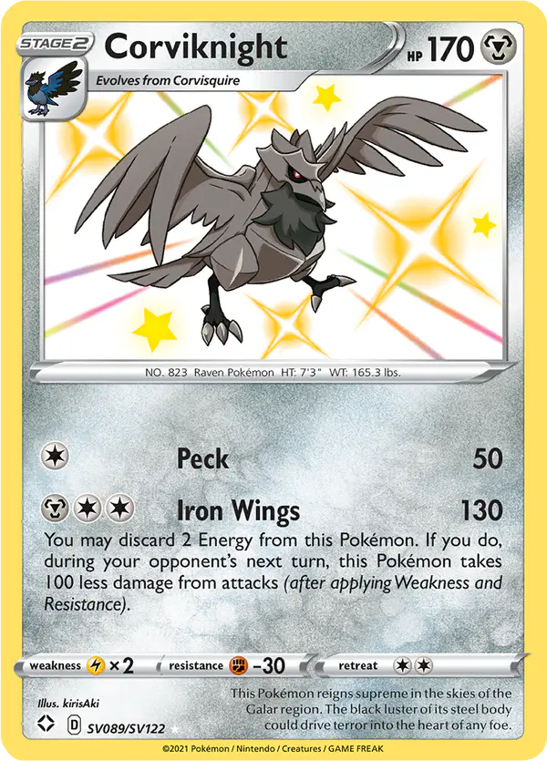 Carta Corviknight SV089 de Shining Fates Shiny Vault