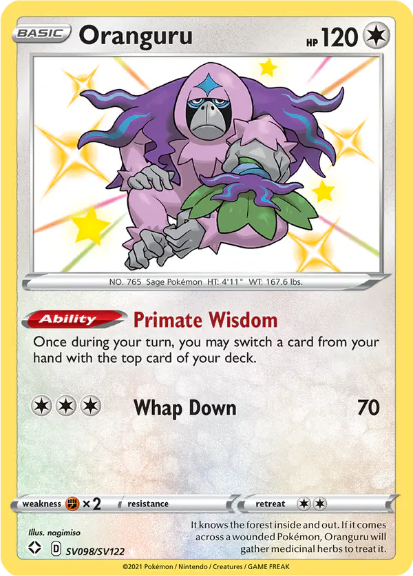 Carta Oranguru SV098 de Shining Fates Shiny Vault