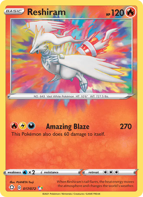 Carta Reshiram 017/072 de Shining Fates