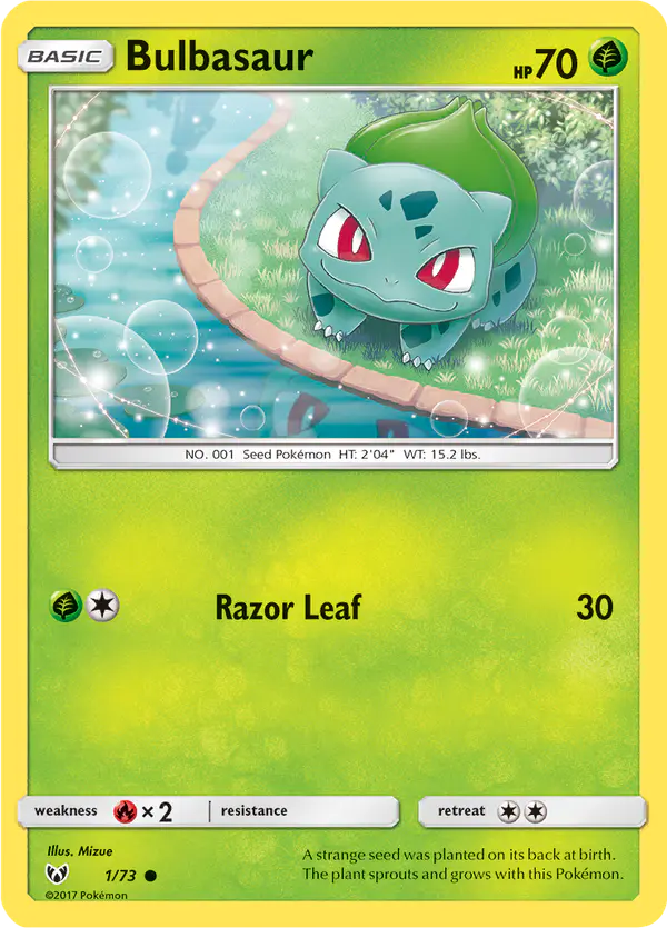 Carta Bulbasaur 1/73 de Shining Legends