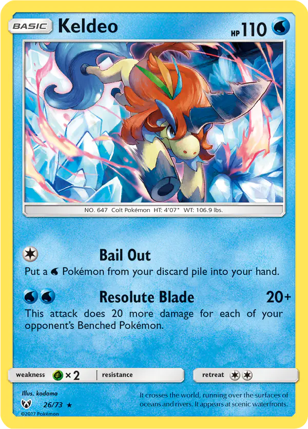 Carta Keldeo 26/73 de Shining Legends