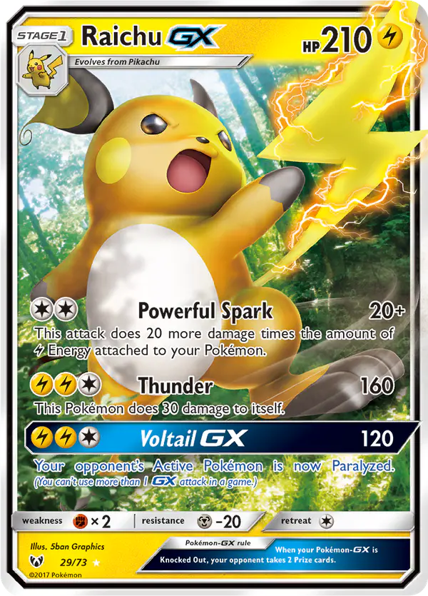 Carta Raichu GX 29/73 de Shining Legends