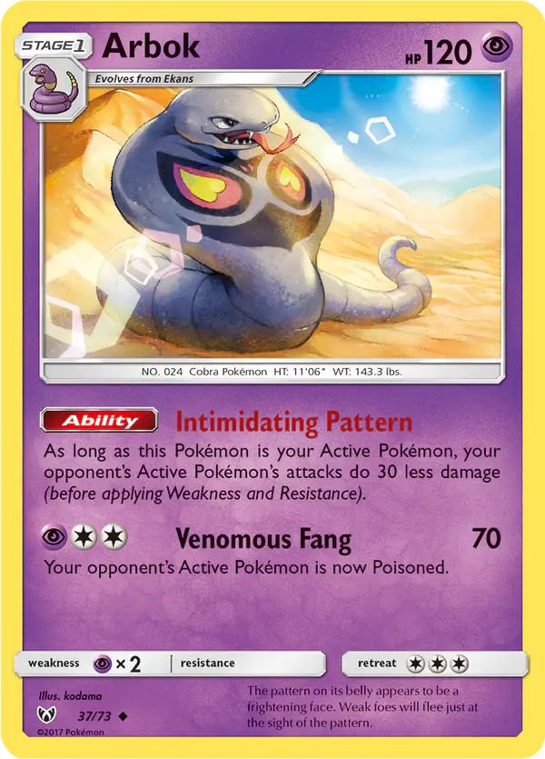 Carta Arbok 37/73 de Shining Legends